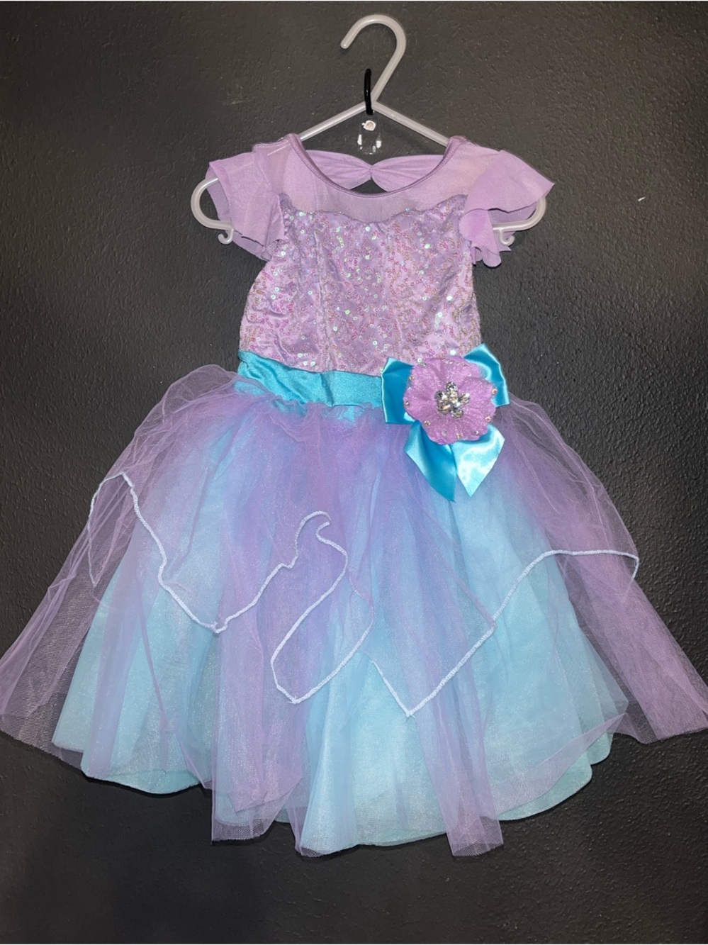 Girls Sparkle Tulle Fairy Costume Dress - Lavender & Aqua Ballet